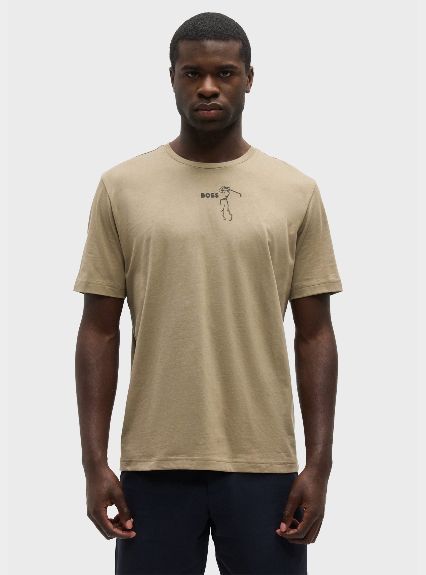 BOSS Cotton-Jersey T-Shirt With Golf-Inspired Logo  TS_GOC Birdie - Dark Beige