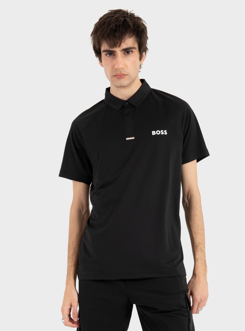 BOSS Quick-Dry Slim-Fit Polo Shirt In Stretch Fabric  PL_GOC Paddytech - Black