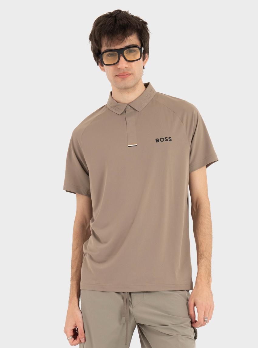BOSS Quick-Dry Slim-Fit Polo Shirt In Stretch Fabric  PL_GOC Paddytech - Dark Beige