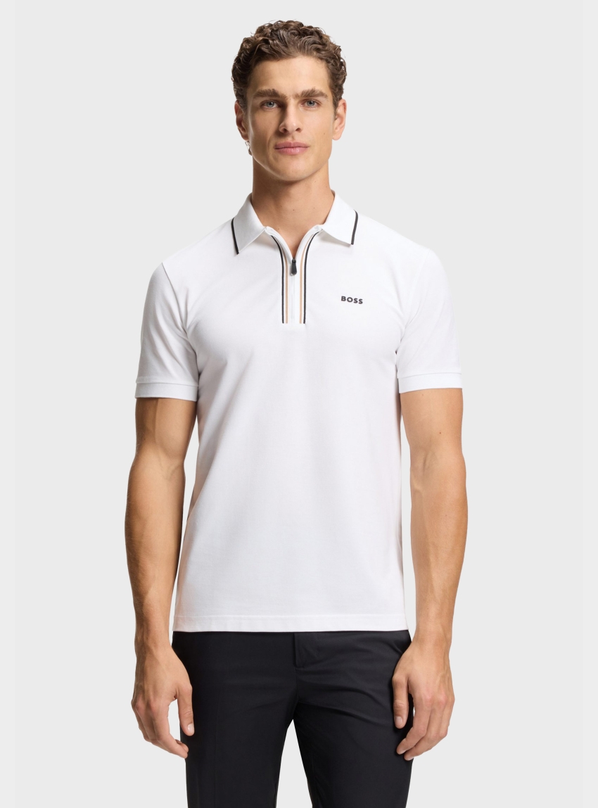 BOSS Slim-Fit Polo Shirt In Moisture-Wicking Stretch Cotton  Philix GOC - White