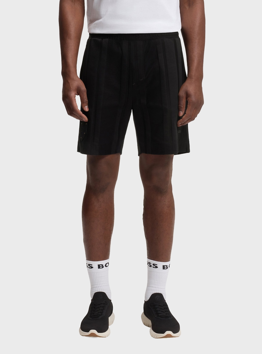 BOSS Cotton-Jersey Shorts With Matte And Lustrous Stripes  JT_BB BC Lux Huxley - Black