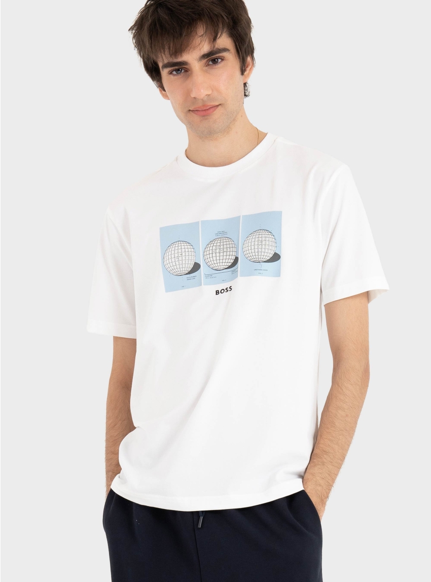 BOSS Relaxed-Fit T-Shirt TS_Terrace Photo - White