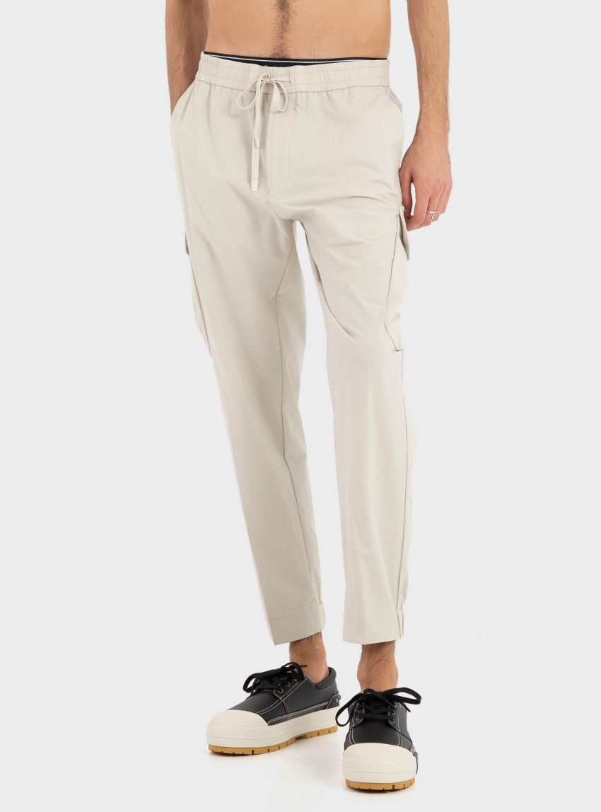 BOSS Tapered-Fit Trousers In Easy-Iron Stretch Poplin  T_Urbanex-CargoLight - Light Beige