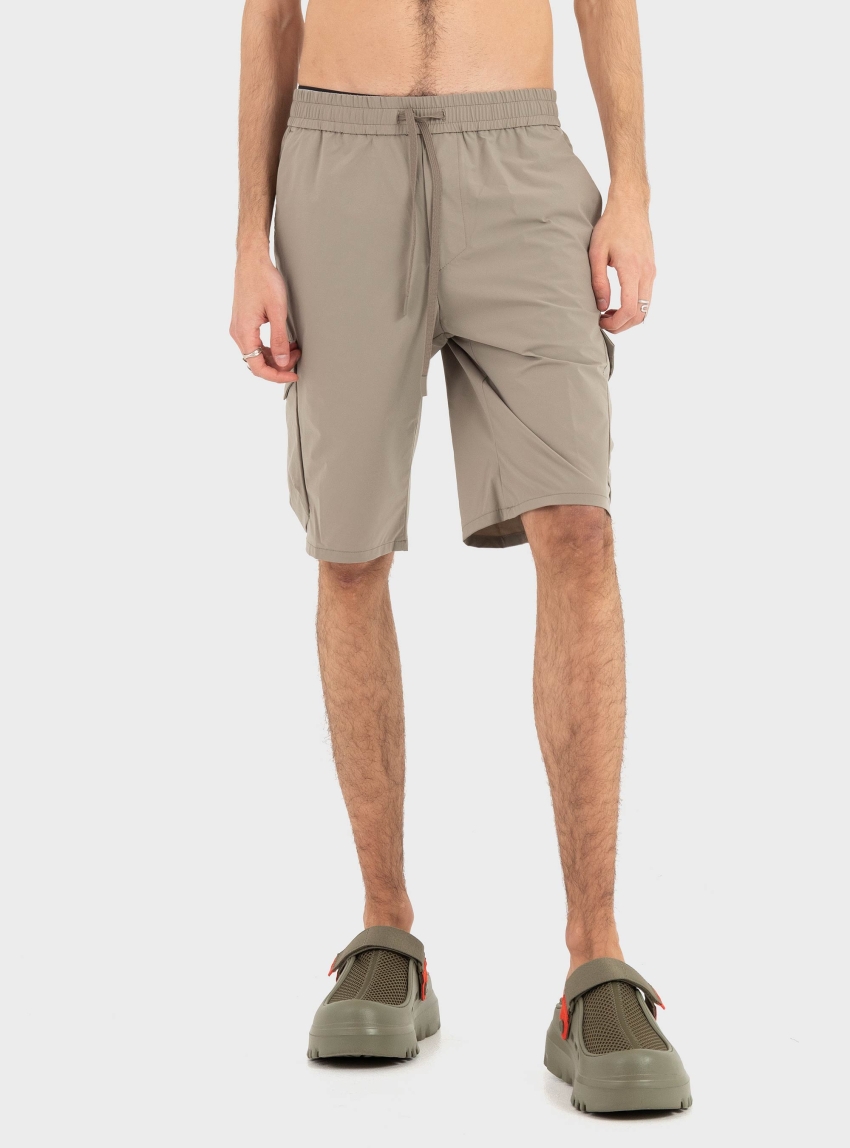 BOSS Tapered-Fit Shorts In Easy-Iron Stretch Poplin  S_Urbanex-Cargo - Dark Beige