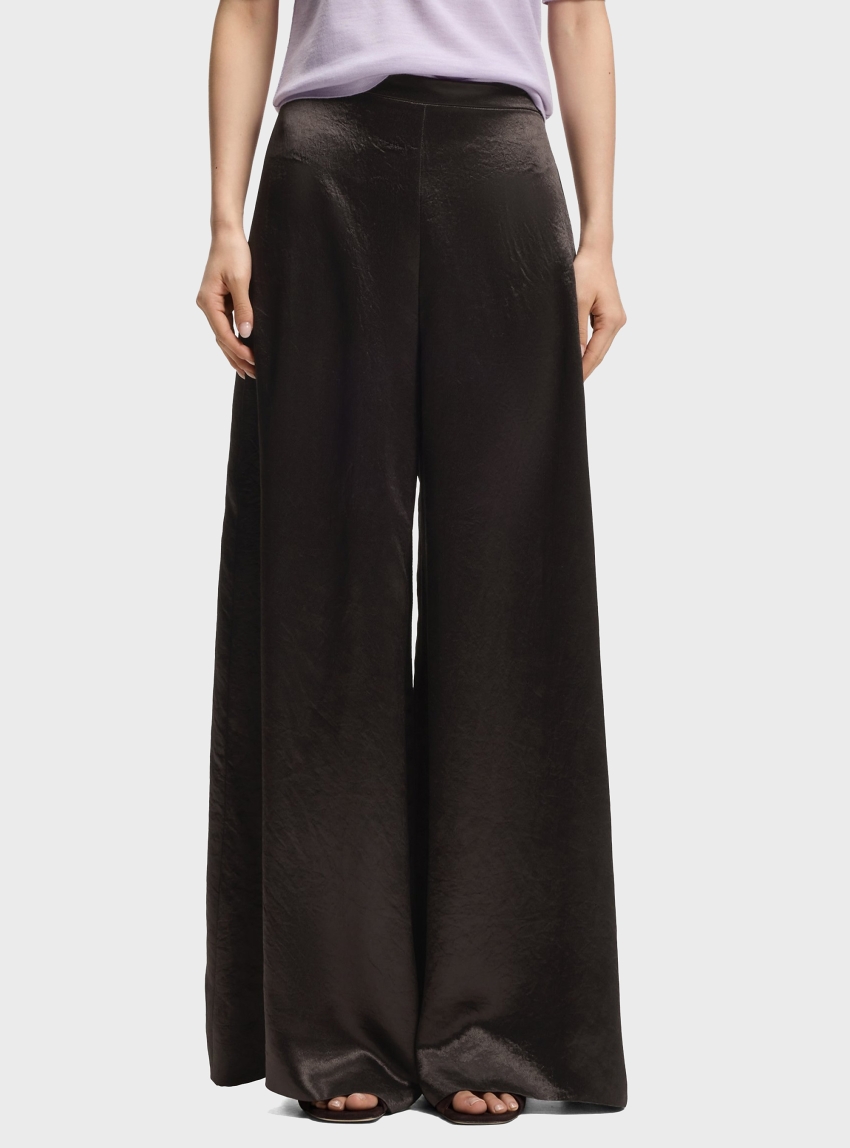 BOSS Relaxed-Fit Trousers In Lustrous Twill Torcain - Dark Brown