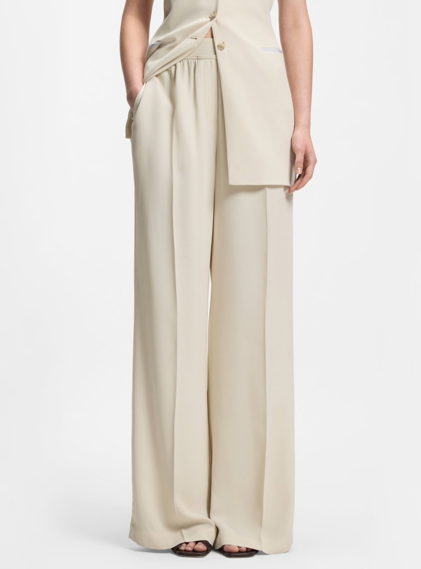 BOSS Relaxed-Fit Trousers In Fluid Crepe  Tiana10 - Ecru