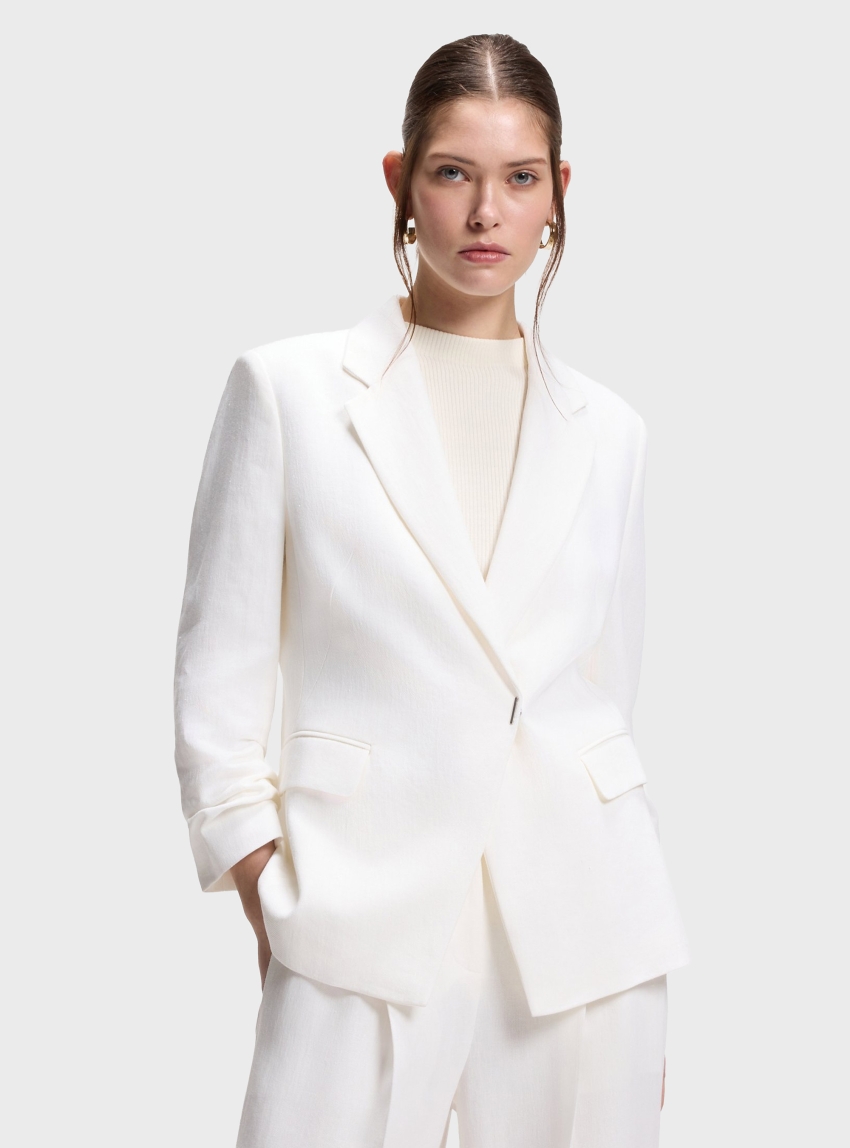 BOSS Slim-Fit Jacket In A Linen Blend  Jia8 - White