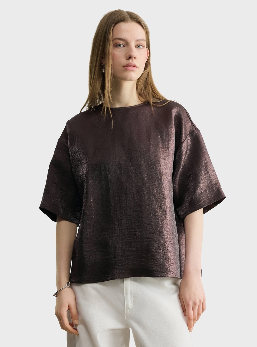 BOSS Relaxed-Fit Top In A Linen Blend Bacres - Dark Brown