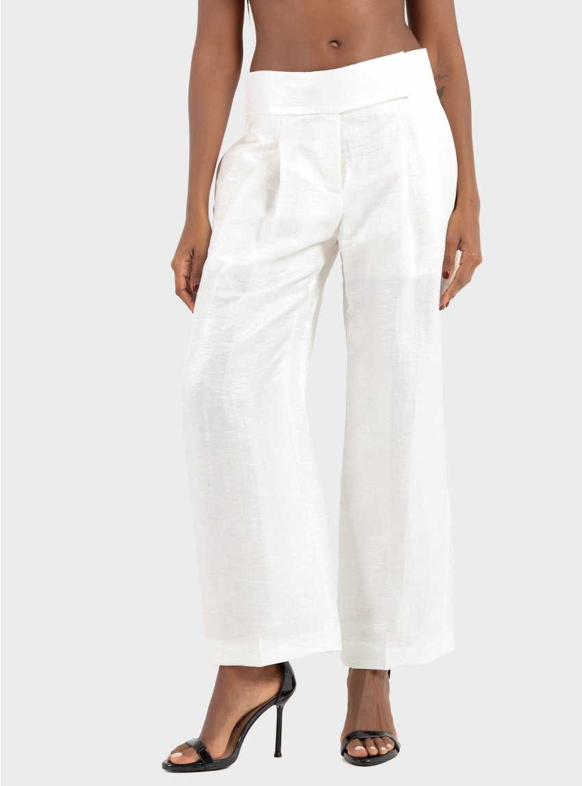 BOSS Regular-Fit Trousers In A Linen Blend  Tacres - White