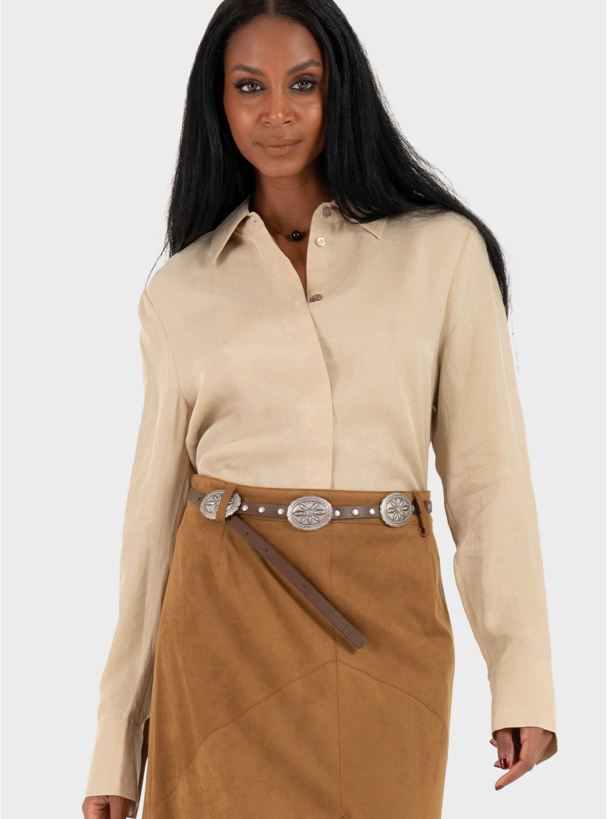 BOSS Regular-Fit Shirt With Concealed Closure Beruta2 - Beige