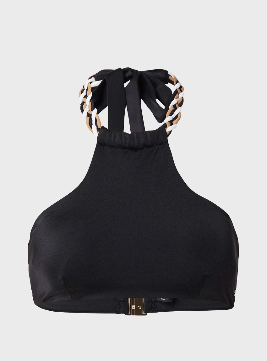 BOSS Bikini Top With Braided Signature-Stripe Waistband BRALETTE_BOSS BRAID - Black