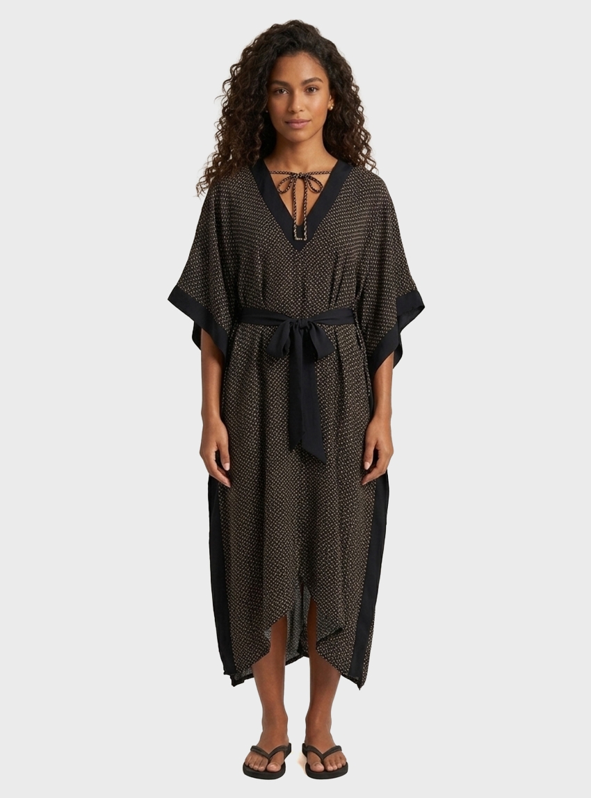 BOSS Monogram-Patterned Dress Monogram_Kaftan - Brown