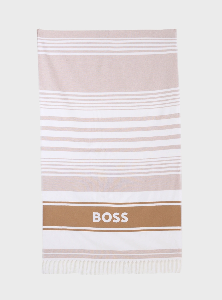 BOSS Stripe Beach_Towel - Beige