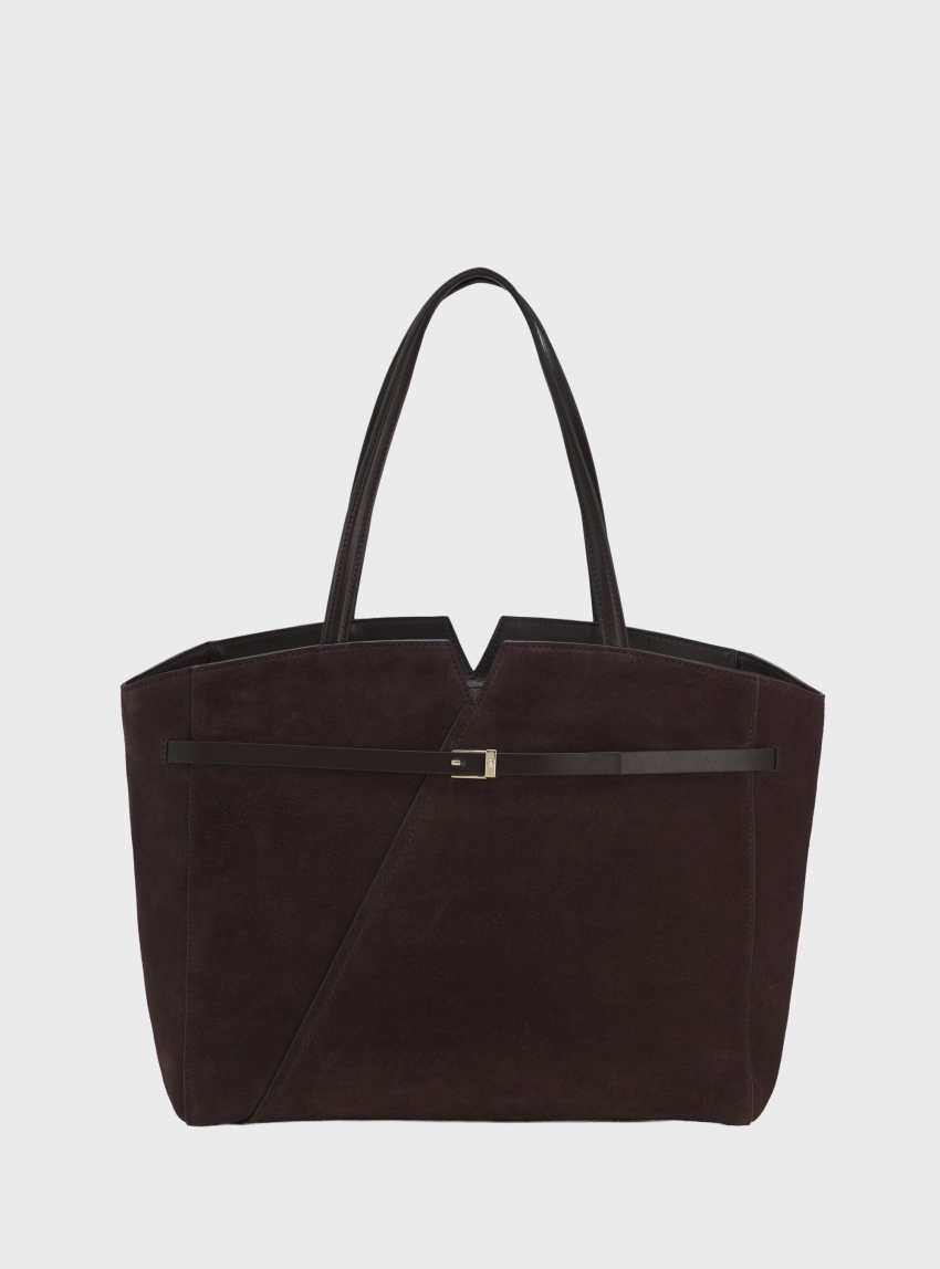 BOSS Revers Tote Bag In Suede With Belt Detail  BOSS REVERS TOTE SU - Dark Brown