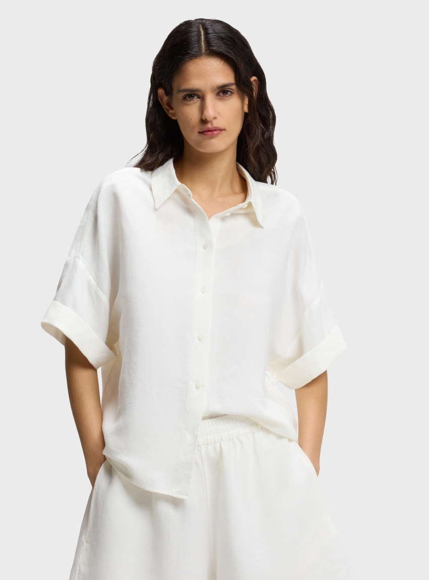 BOSS Regular-Fit Shirt With Rolled Cuffs  C_Bisenas - Off White