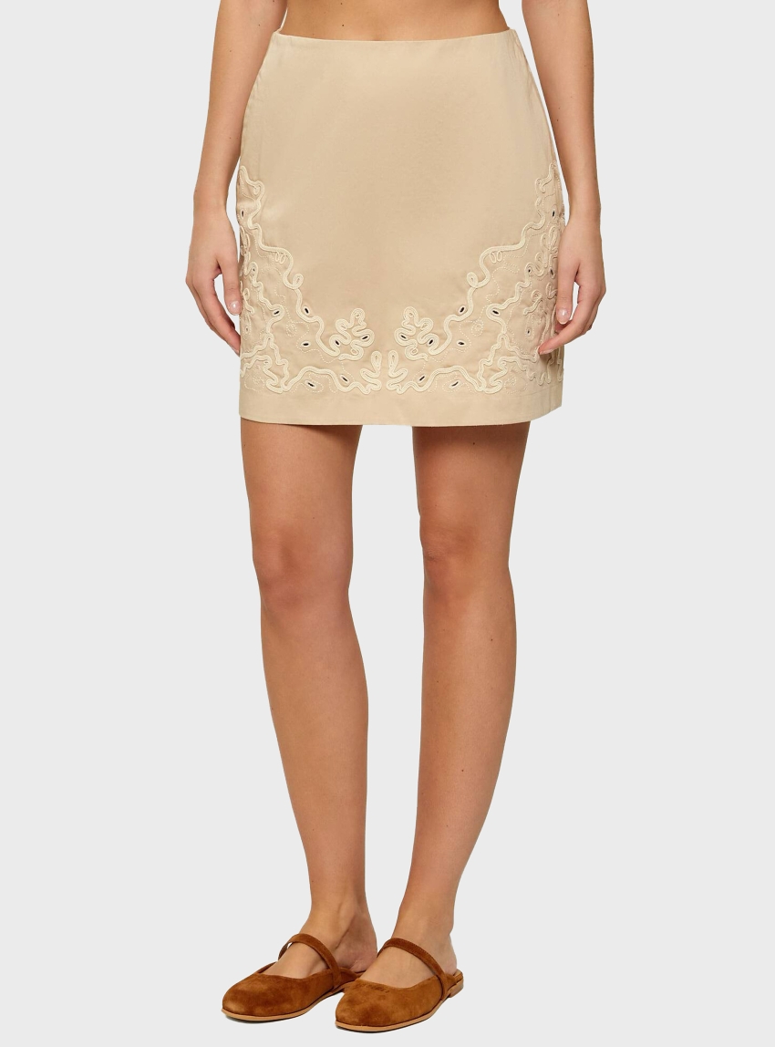 BOSS Regular-Fit Skirt C_Valembroi_1 - Beige