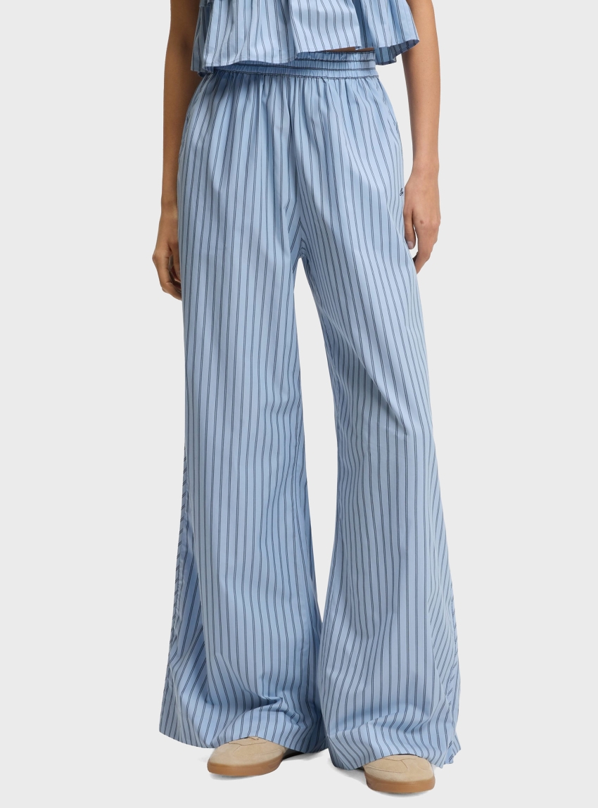 BOSS Cotton-Poplin Trousers With Vertical Stripe  C_Tiplyn - Light Blue