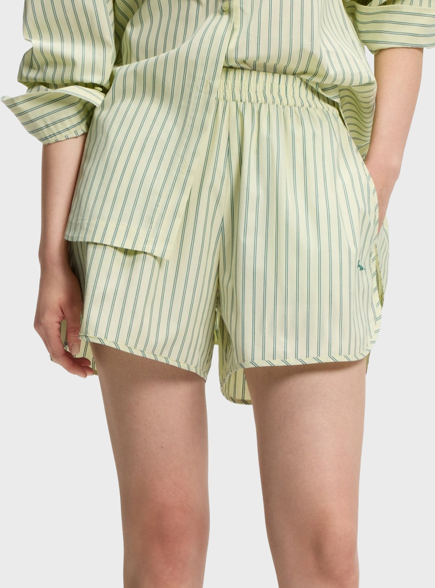 BOSS Cotton-Poplin Shorts With Vertical Stripe  C_Tiplyna - Pale Green