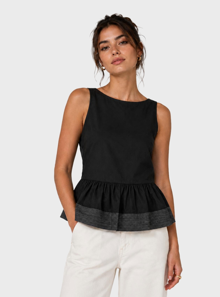 BOSS Cotton Poplin Top C_Idil - Black