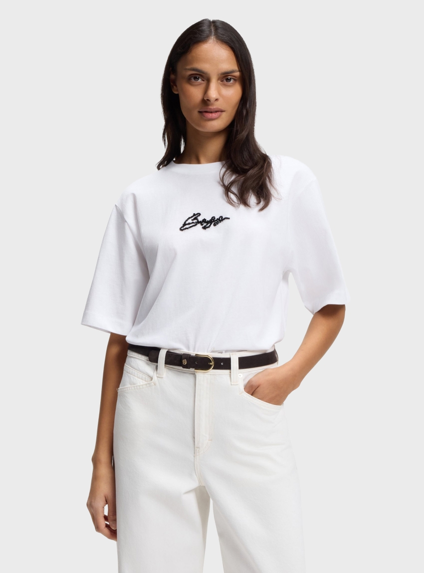 BOSS Cotton-Jersey T-Shirt With Printed Artwork  C_Eregular_2 - White