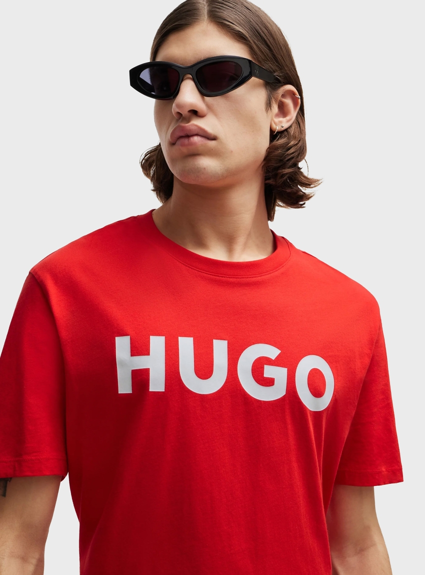 HUGO Regular-Fit T-Shirt In Cotton Jersey With Logo Print  Dulivio - Red