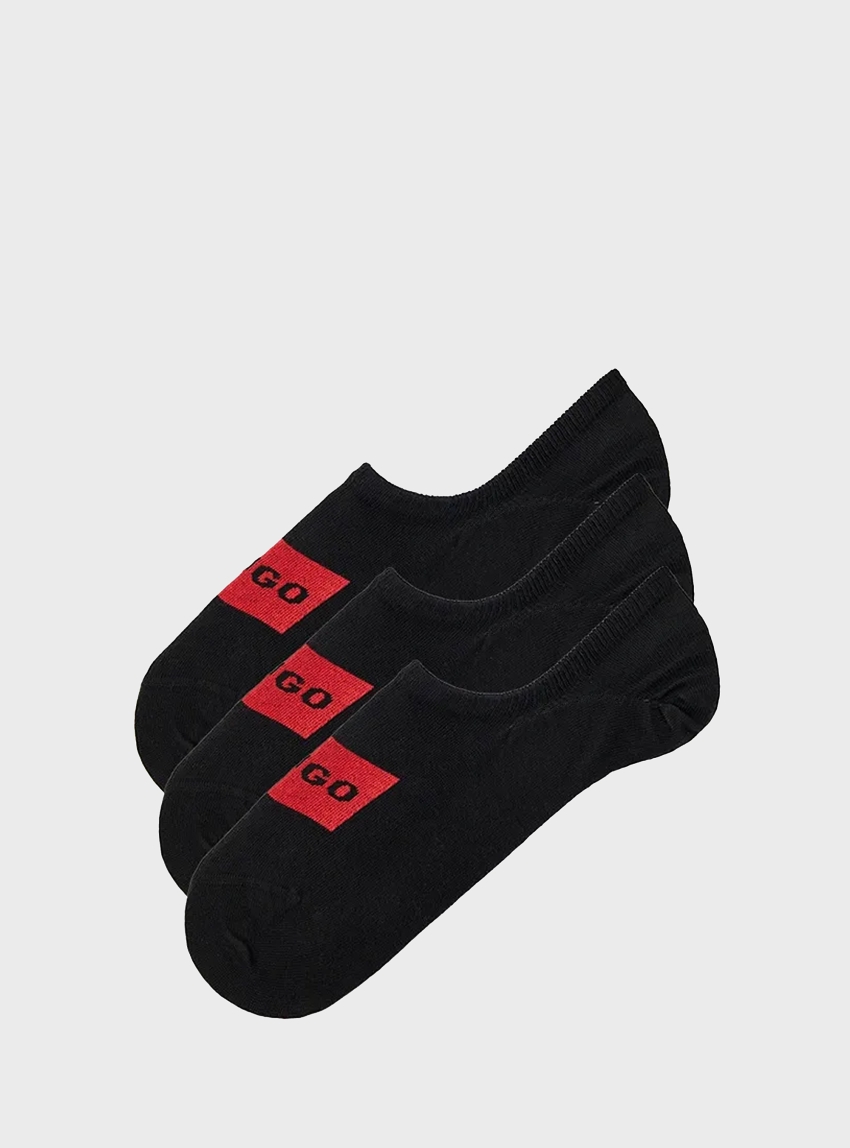 HUGO Three-Pack Of Invisible Socks With Red Logo Labels 3P LC LABEL CC - Black