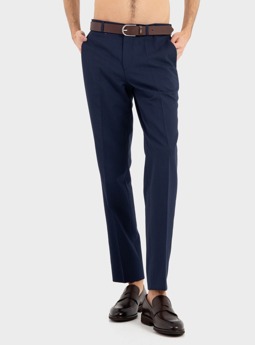 HUGO Extra-Slim-Fit Trousers In A Wool Blend  Hesten253X - Dark Blue