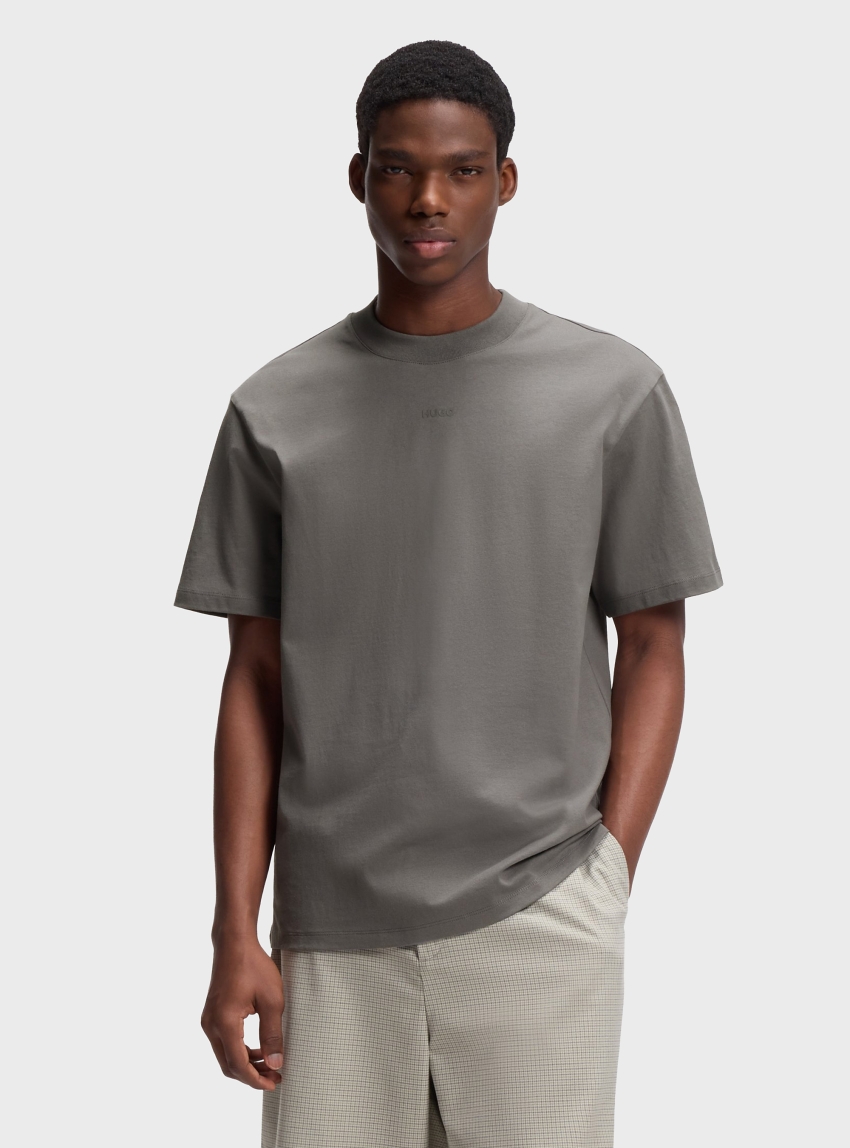 HUGO Relaxed-Fit T-Shirt In Cotton With Logo Print Dapolino - Grey