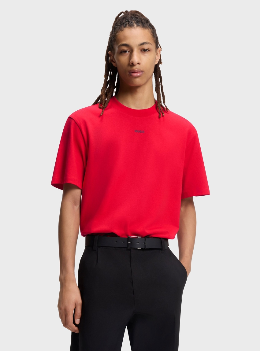 HUGO Relaxed-Fit T-Shirt In Cotton With Logo Print Dapolino - Red