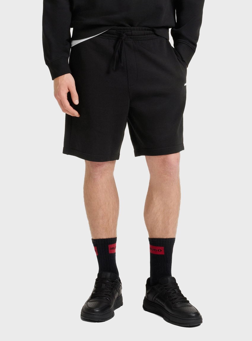 HUGO Cotton-Terry Shorts With Logo Print Dayono - Black