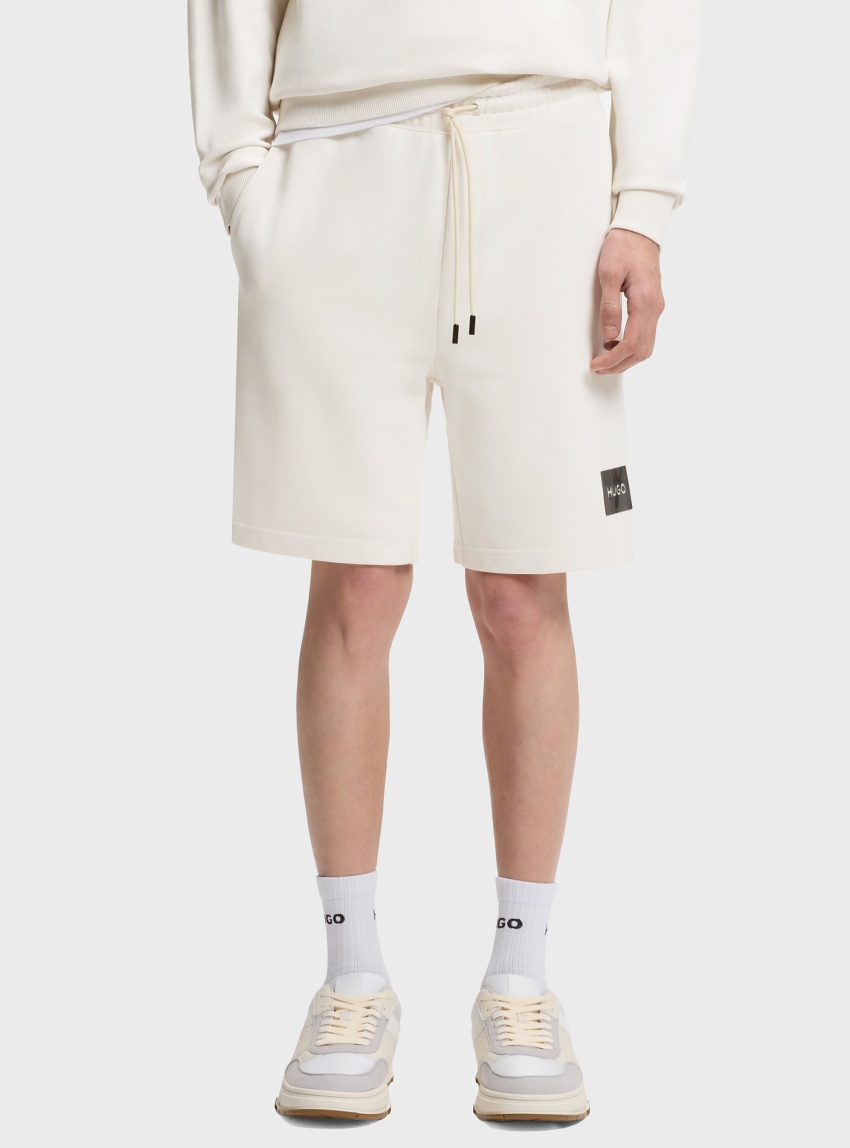 HUGO Cotton-Terry Shorts With Tortoiseshell Logo  Darix - White