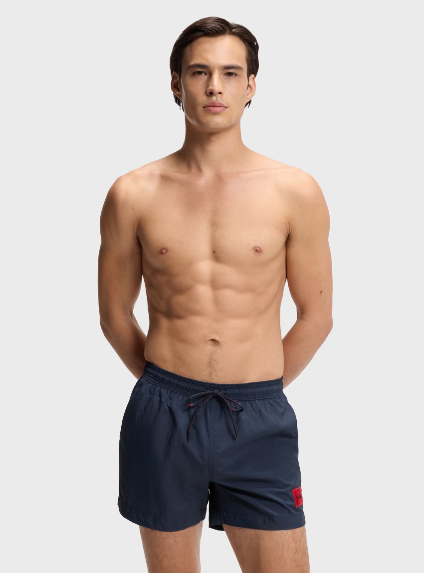 HUGO Quick-Dry Swim Shorts With Logo Label DOMINICA - Navy