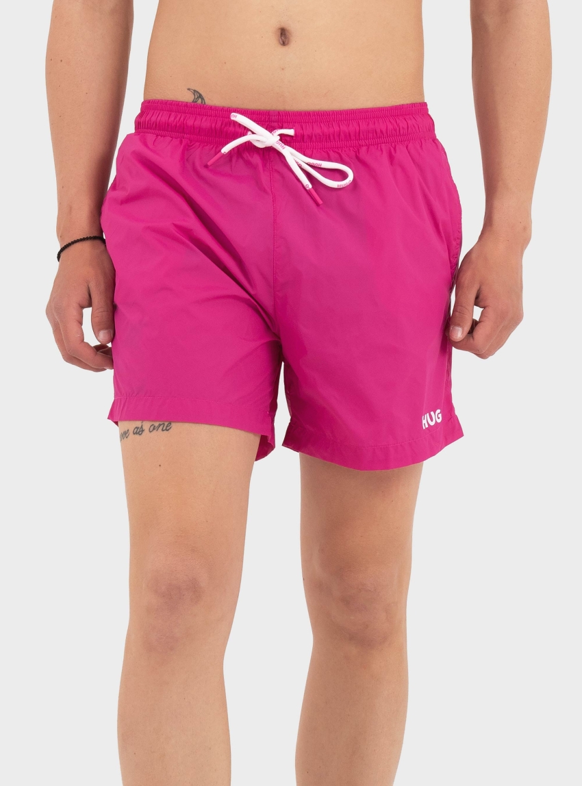 HUGO Quick-Dry Swim Shorts With Logo Print HAITI - Fuchsia