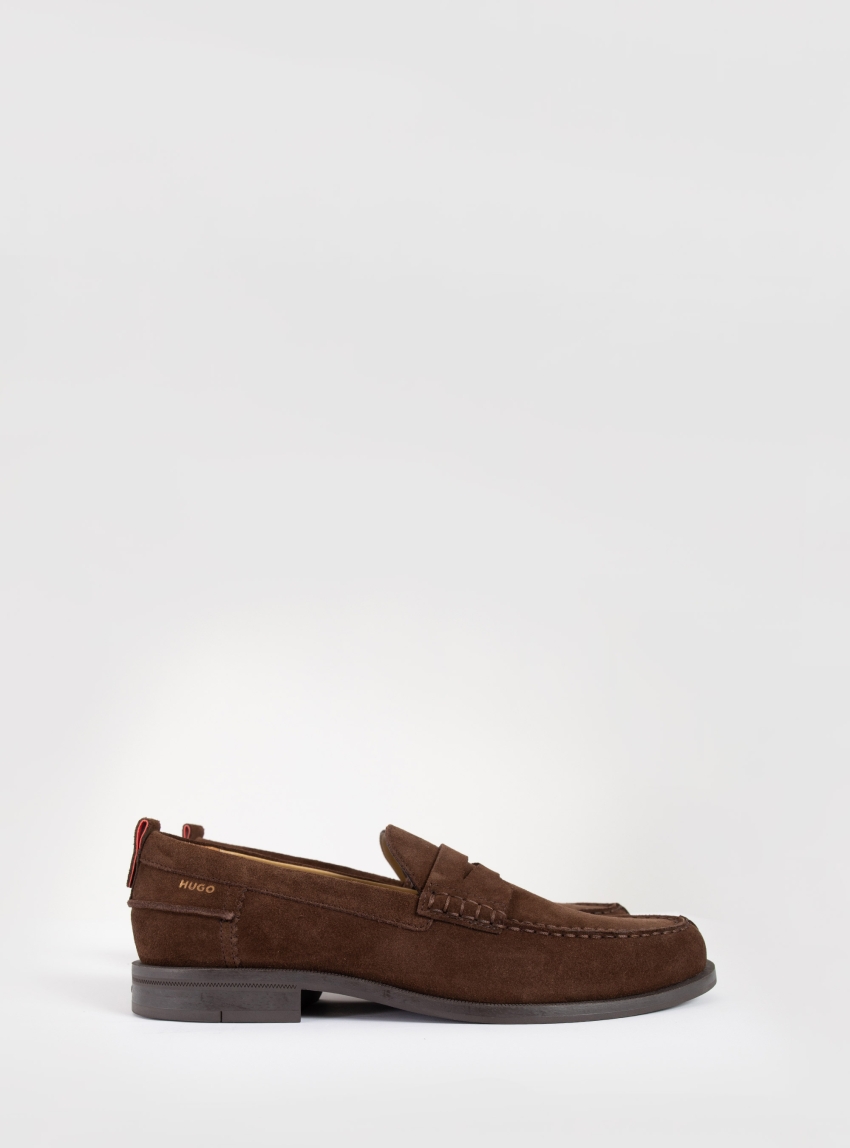 HUGO Suede Loafers With Penny Trim Varian_loaf_sdzz - Brown