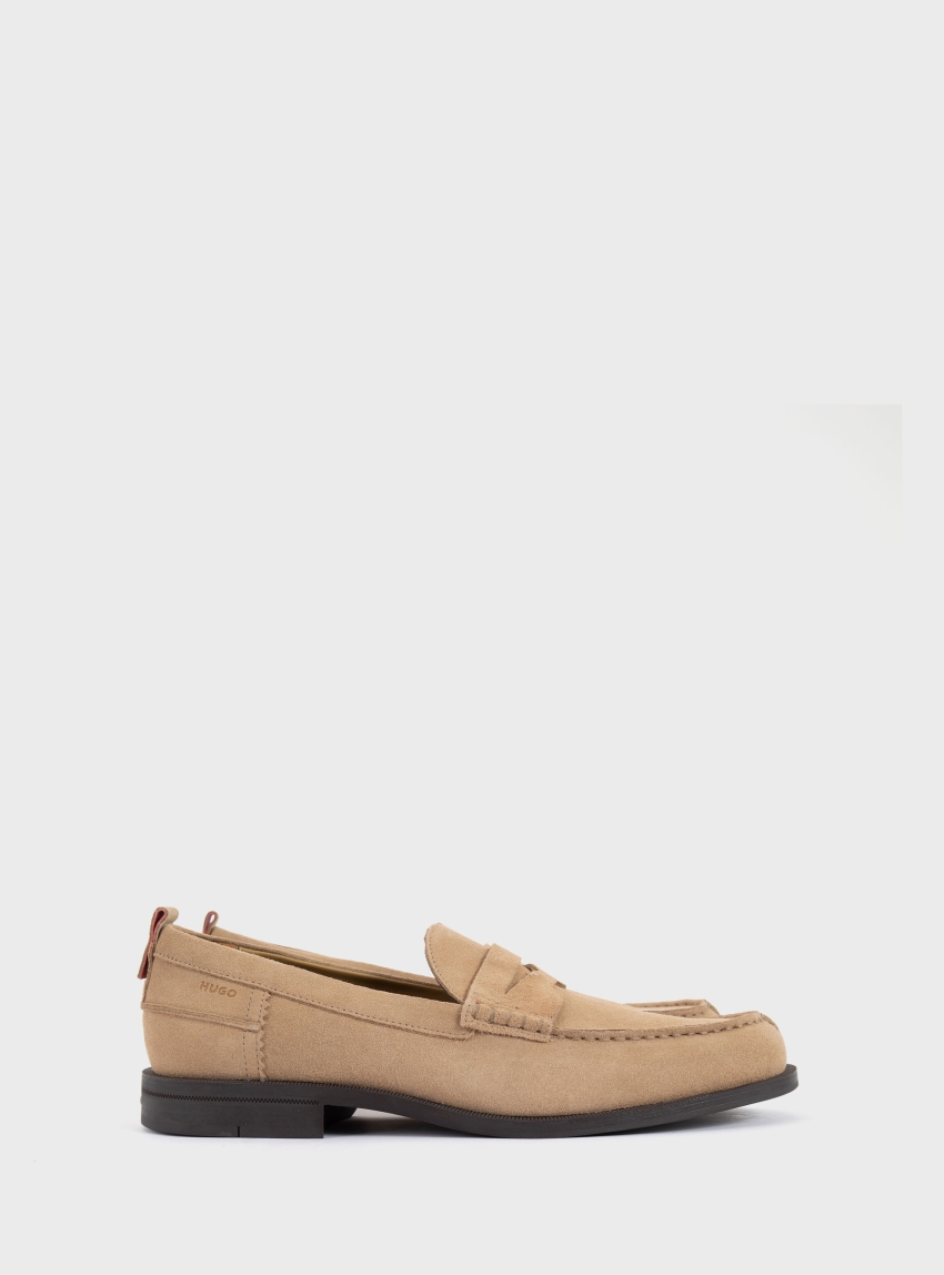 HUGO Suede Loafers With Penny Trim Varian_loaf_sdzz - Beige