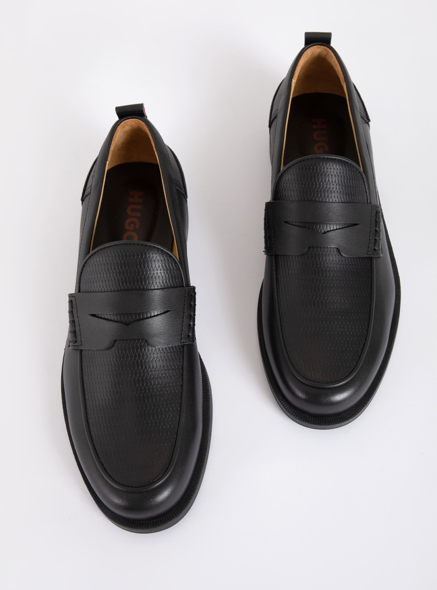 HUGO Leather Loafers Varian_loaf_ltcv - Black