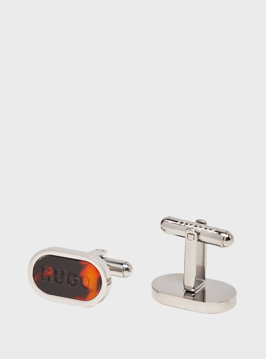 HUGO Cufflinks With Tortoiseshell-Effect E-TORTOISESHELL-CUF - Brown