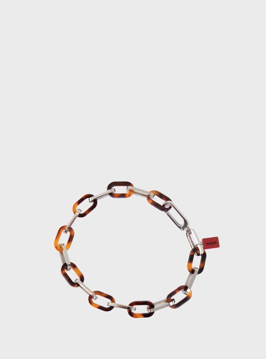HUGO Chain Cuff With Tortoiseshell-Effect Links E-TORTOISESHELL-BRA - Brown