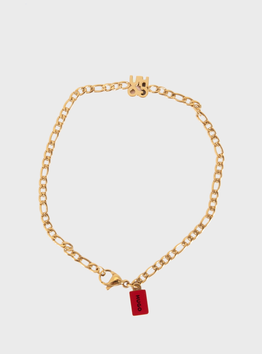 HUGO Chain Cuff With Stacked-Logo Plaque  E-THINCHAIN-BRA - Gold