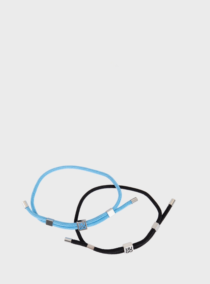 HUGO Two-Pack Of Cord Cuffs With Logo Plaques  E-HUGOCORD3-BRA - Blue Black