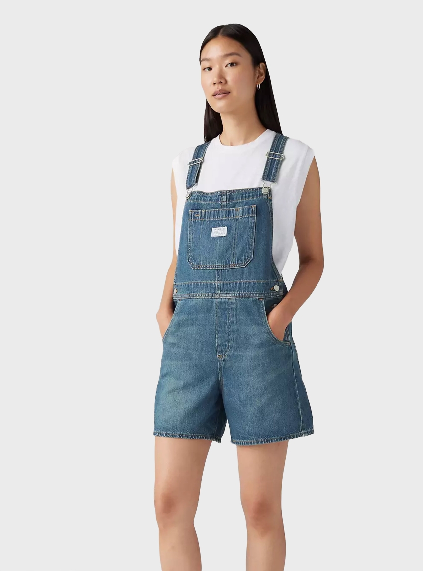 Levi's Utility Lightweight Shortalls - Dark Aged Denim
