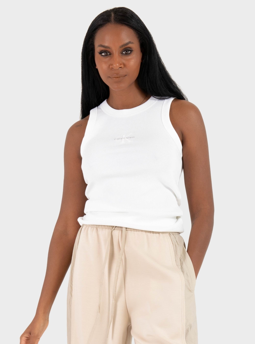 Calvin Klein Monogram Rib Tank Top - White