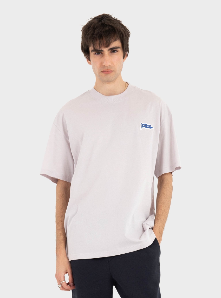 HUGO Logo-Flag T-Shirt In Cotton Jersey Nohatio - Lilac