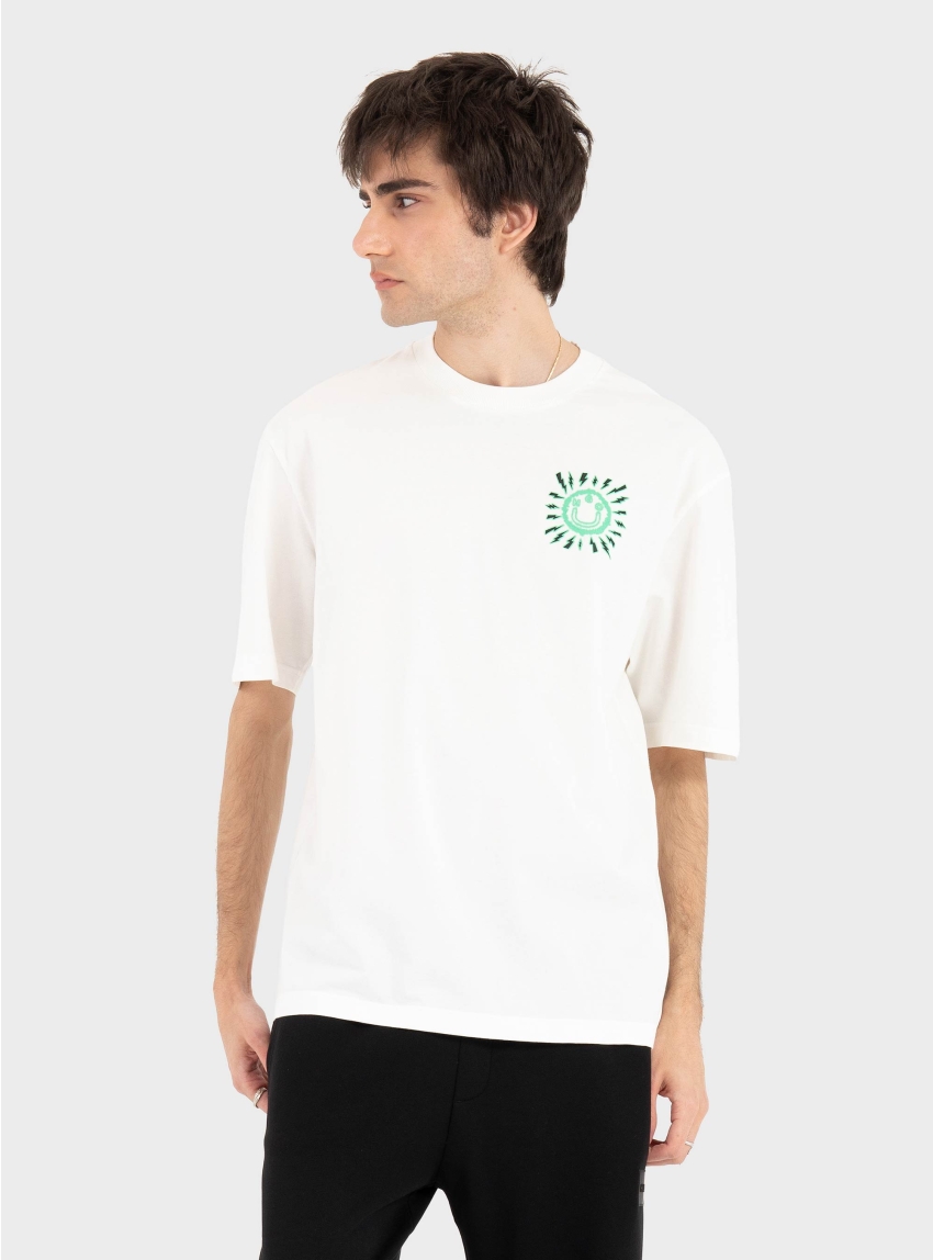 HUGO Cotton-Jersey T-Shirt With Printed Artwork  Nextralio - Off White