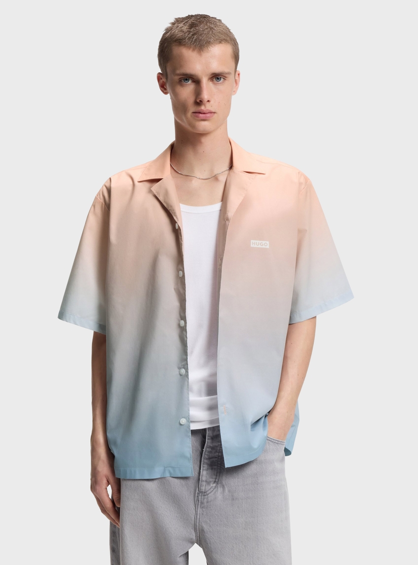 HUGO Dip-Dyed Logo Shirt Eligino - Light Salmon