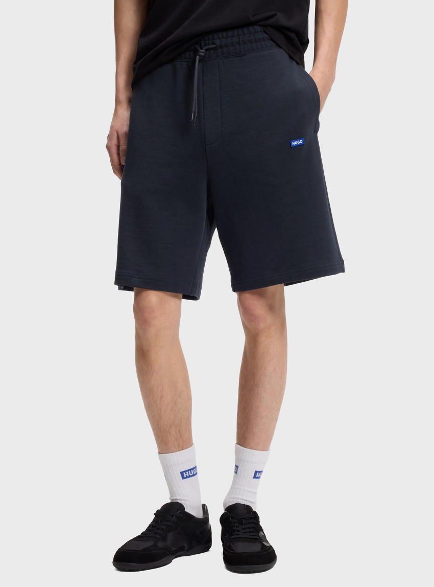 HUGO Cotton-Terry Shorts With Logo Patch Nasensio - Dark Blue