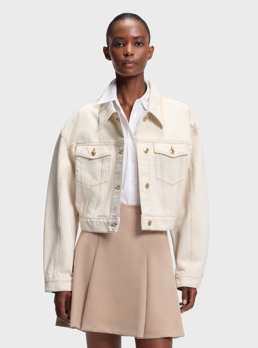 HUGO Relaxed-Fit Denim Jacket Gisolia - Ecru