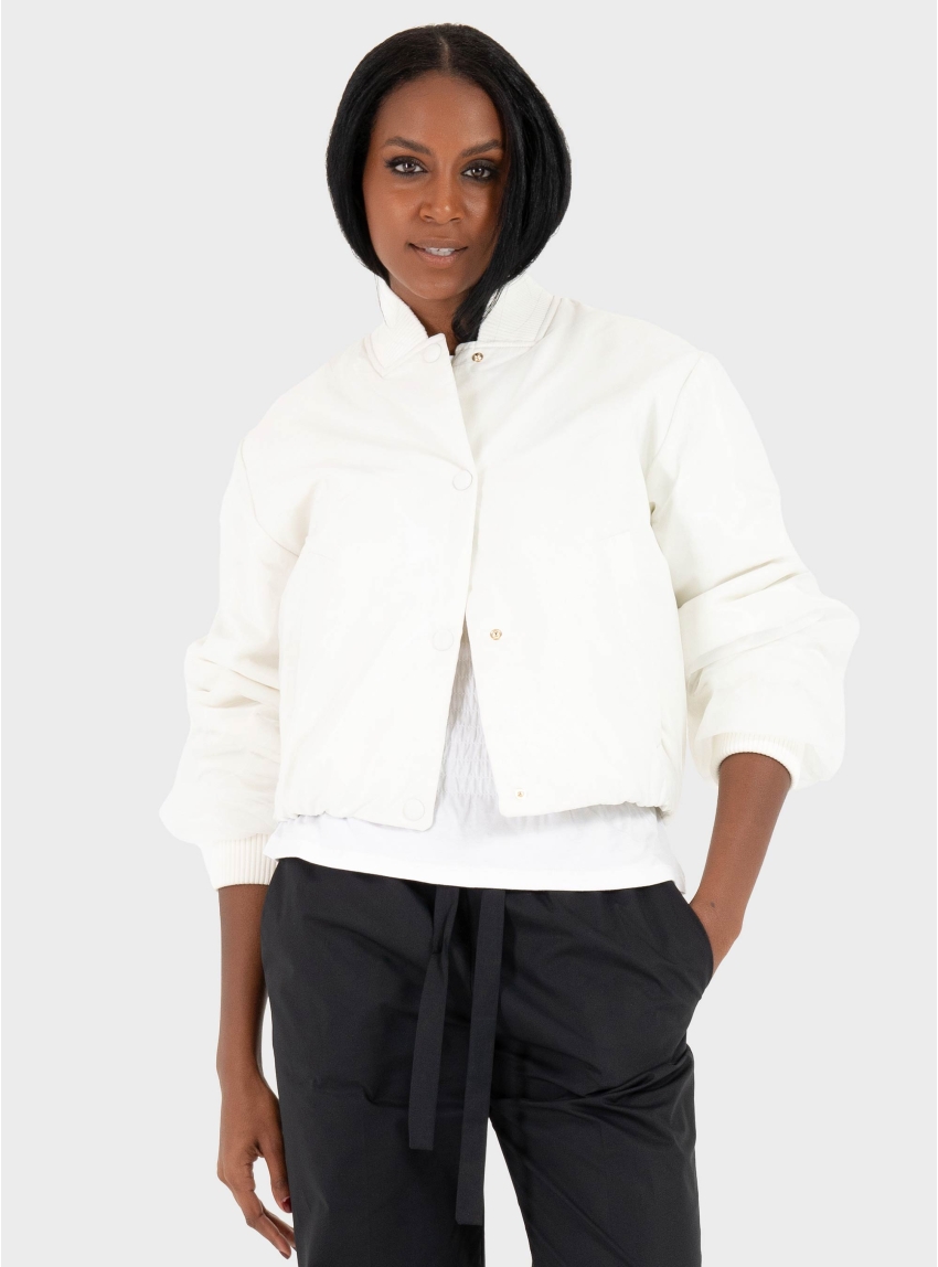 HUGO Water-Repellent Jacket With Chiffon Overlay Falotte-2 - White