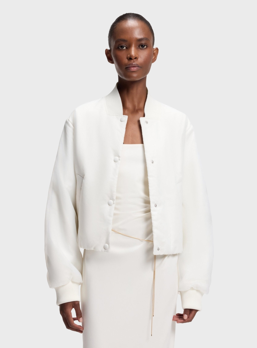 HUGO Water-Repellent Jacket With Chiffon Overlay Falotte-2 - White