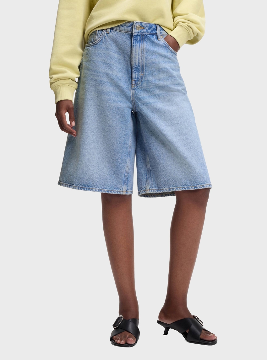 HUGO Wide-Leg Shorts Gelita_1 - Light Aged Denim